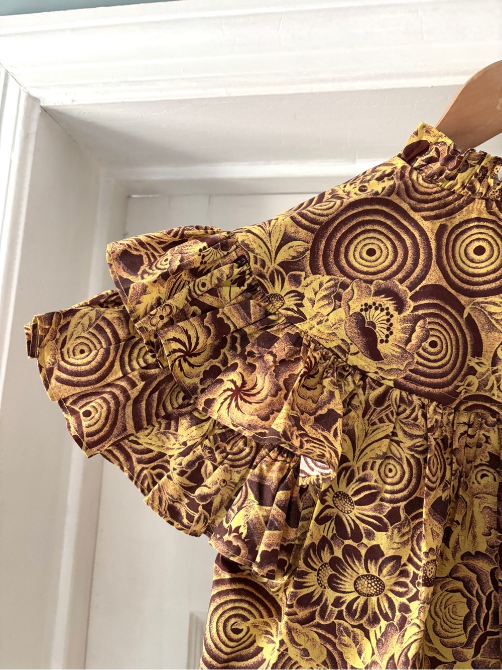 Ulla Johnson Letty Ruffle Short Sleeve Blouse Amber Top Size 2 | XS - Picture 11 of 16